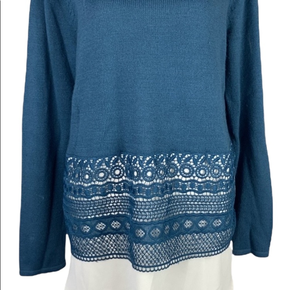 Apt 9 women's Blue Lace Detail Crew Neck Long Sleeved Sweater size XL - Picture 5 of 11